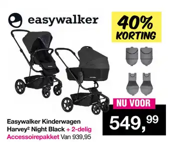 Van Asten BabySuperstore Easywalker Kinderwagen Harvey2 Night Black + 2-delig Accessoirepakket aanbieding