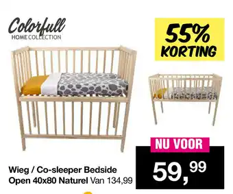 Van Asten BabySuperstore Wieg / Co-Sleeper Bedside Open 40x80 Naturel aanbieding