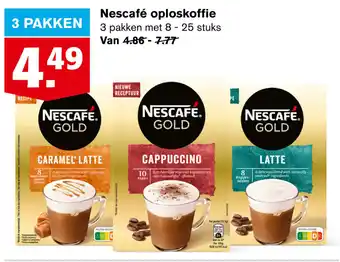 Hoogvliet Nescafe oploskoffie 3*8-25 st aanbieding