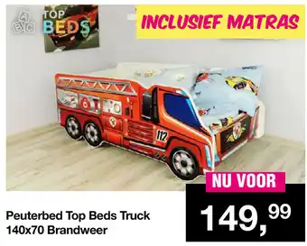 Van Asten BabySuperstore Peuterbed Top Beds Truck 140x70 Brandweer aanbieding