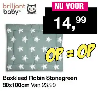 Van Asten BabySuperstore Boxkleed Robin Stonegreen 80x100cm aanbieding