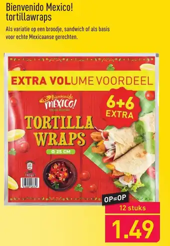 ALDI Bienvenido Mexico Tortillawraps 12st aanbieding