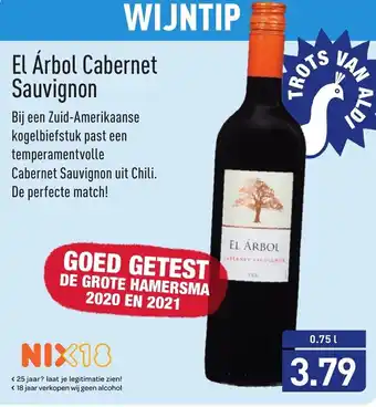 ALDI El Arbol Cabernet Sauvignon 750ml aanbieding