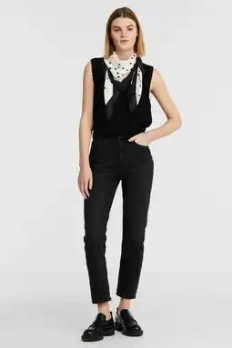 Wehkamp Only cropped high waist straight fit jeans onlemily black denim regular aanbieding
