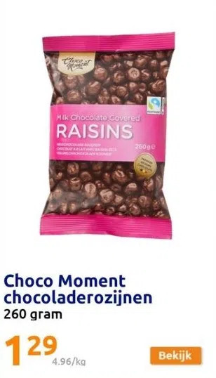 Action Choco moment chocoladerozijnen aanbieding