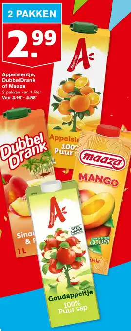 Hoogvliet Appelsientje, dubbeldrank of maaza aanbieding