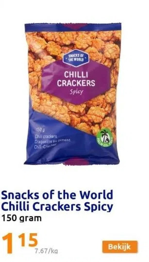 Action Snacks of the world chilli crackers spicy aanbieding