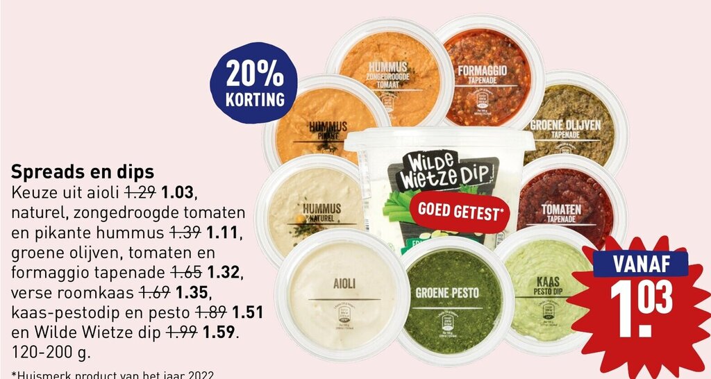 Spreads en dips aanbieding bij ALDI