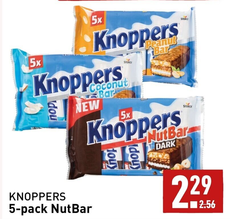 KNOPPERS 5pack NutBar aanbieding bij ALDI
