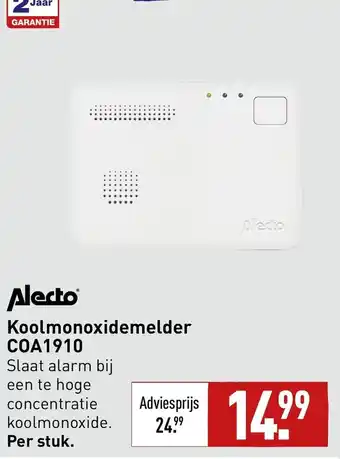 ALDI Alecto Koolmonoxidemelder COA1910 aanbieding