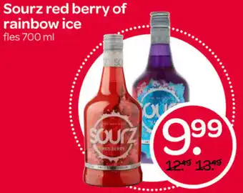 Spar Sourz red berry of rainbow ice 700ml aanbieding