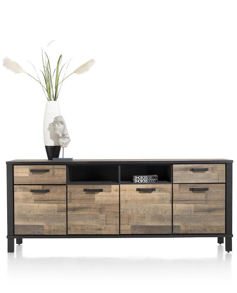 Happy@Home Sardinie, dressoir 220 cm. - 4-deuren + 2-laden + 2-niches - driftwood aanbieding