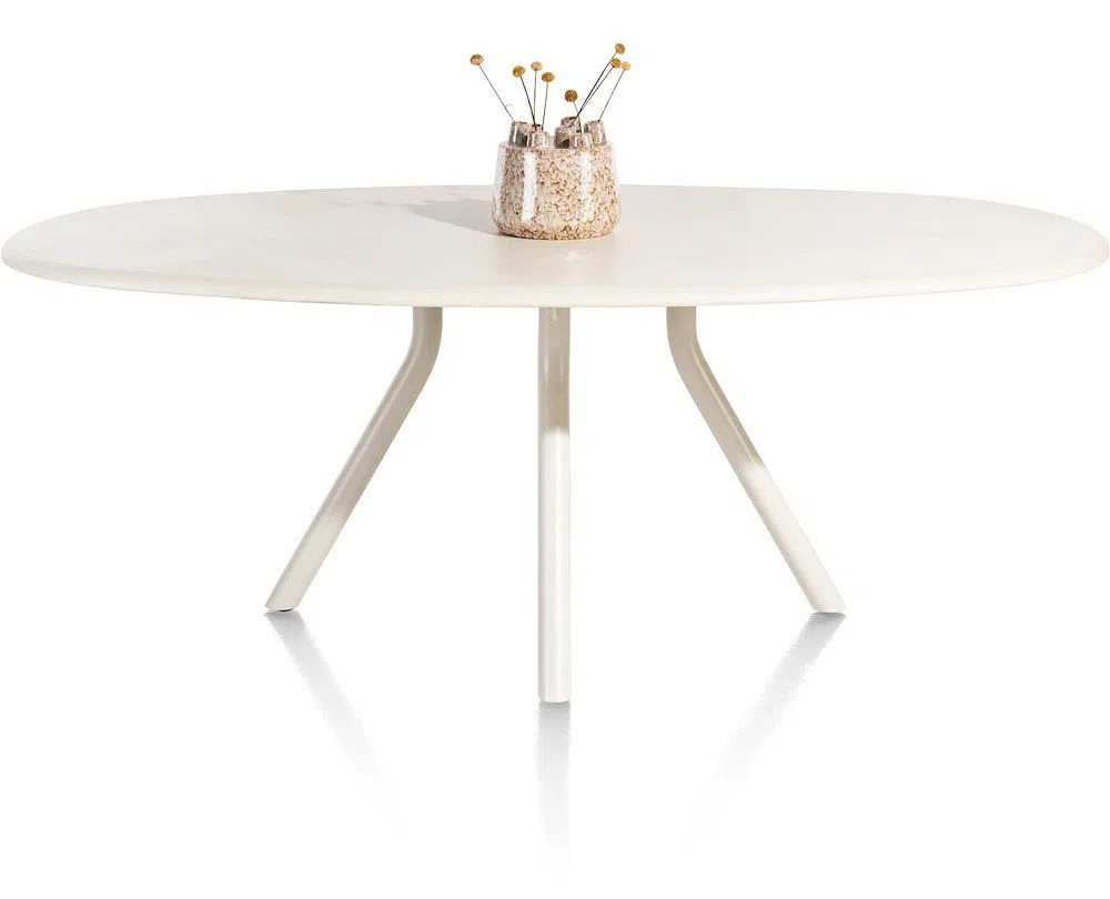 Xooon Lund, eetkamertafel ovaal 210 x 120 cm. - stone-skin - centrale poot lang - nebbia aanbieding