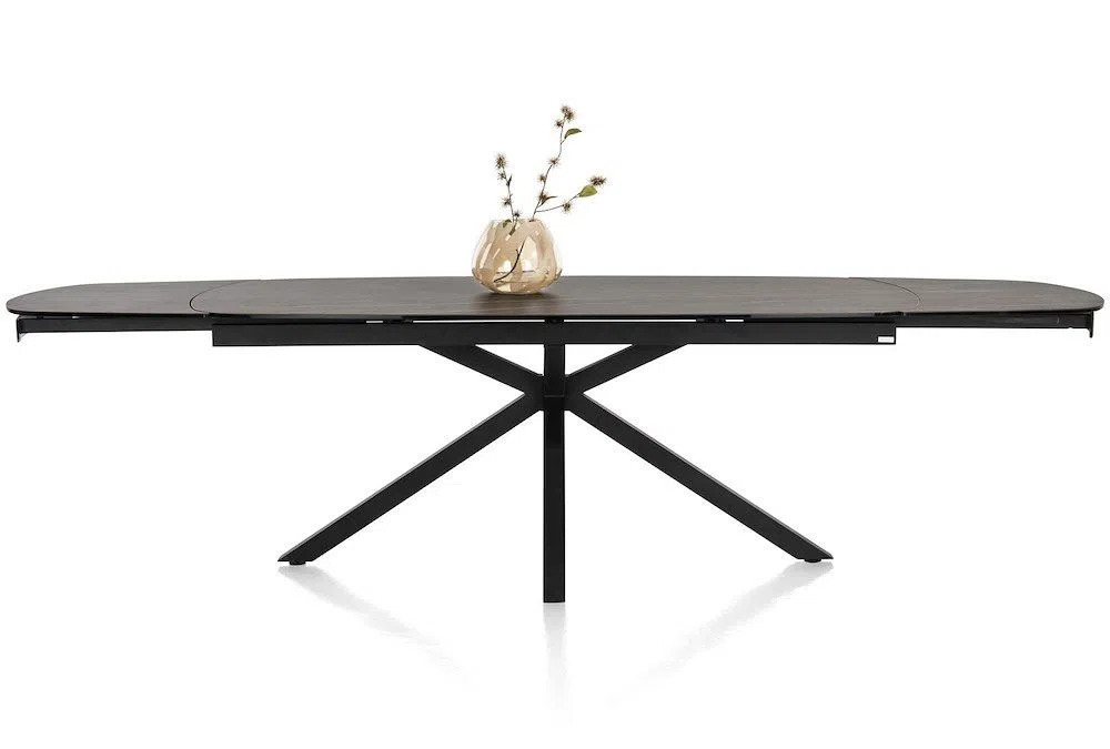 Xooon Montello, uitschuiftafel 200 x 100 cm. (+ 2 x 50 cm. ) - centrale poot - keramiek blad - zwart aanbieding