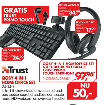 Vobis Trust Home Office set QOBY 4-in-1 | 24040 aanbieding