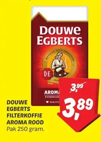 Dekamarkt DOUWE EGBERTS FILTERKOFFIE AROMA ROOD Pak 250 gram. aanbieding