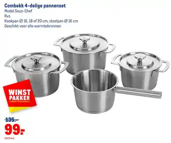 Makro Combekk 4-delige pannenset aanbieding