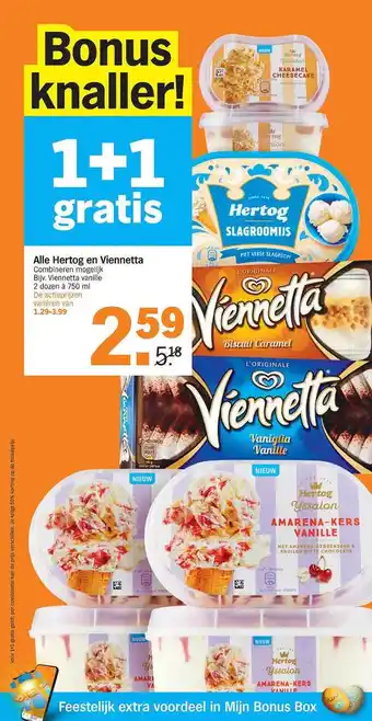 Albert Heijn Alle Hertog En Viennetta 750 ml aanbieding