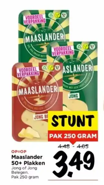 Vomar Voordeelmarkt Maaslander 50+ Plakken Jong of Jong Belegen. Pak 250 gram aanbieding