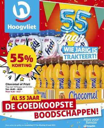 Hoogvliet Chocomel of Fristi Tray met 16 flesjes van 0.2 liter aanbieding