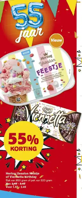 Hoogvliet Hertog IJssalon feestje of Viennetta birthday Bak van 850 gram of pak van 320 gram aanbieding