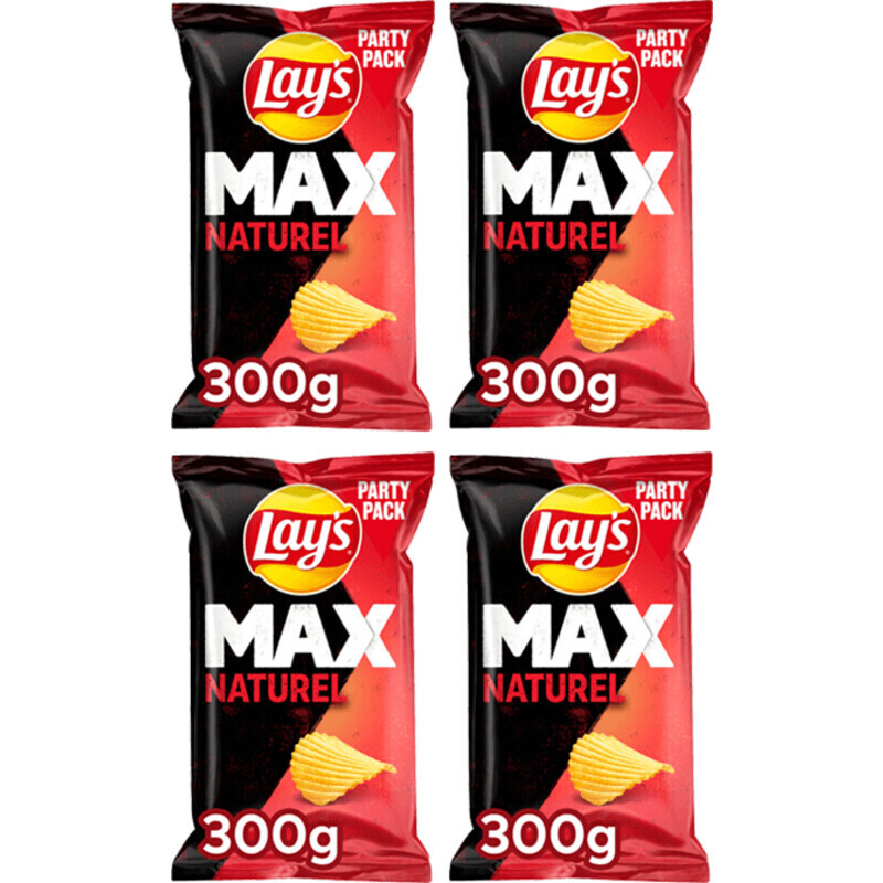 Lay's max ribbel chips voordeel pack 4x aanbieding bij Albert Heijn