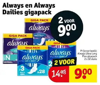 Kruidvat Always en Always Dailies gigapack aanbieding