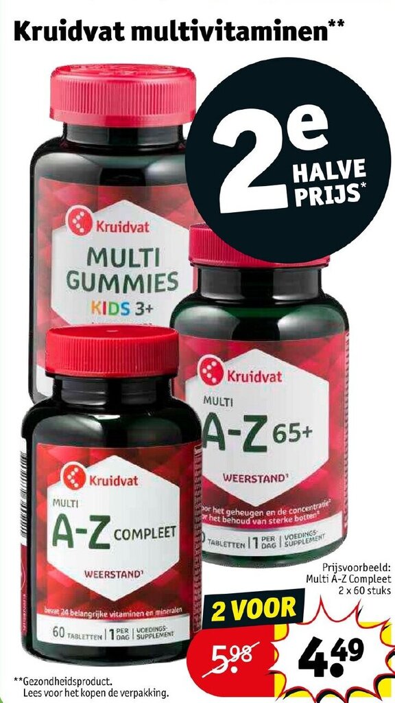 Kruidvat multivitaminen** aanbieding bij Kruidvat