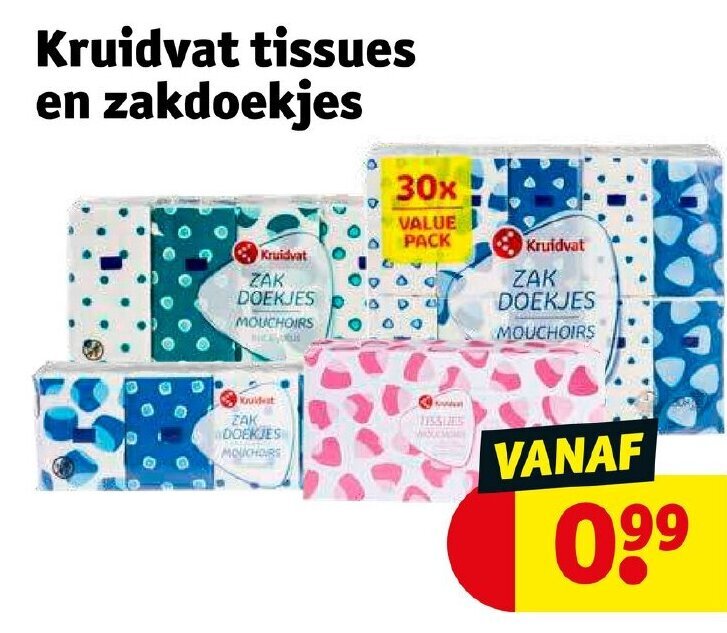 Kruidvat tissues en zakdoekjes aanbieding bij Kruidvat
