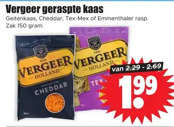 Dirk Vergeer geraspte kaas 150g aanbieding