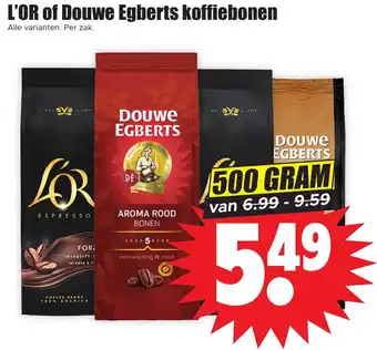 Dirk L'OR of Douwe Egberts koffiebonen 500g aanbieding