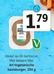 Albert Heijn Ideaal op de barbecue. met lekkere bite. ah vegetarische basisburger, 200 g aanbieding