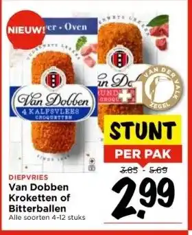 Vomar Voordeelmarkt Diepvries van dobben kroketten of bitterballen alle soorten 4-12 stuks aanbieding