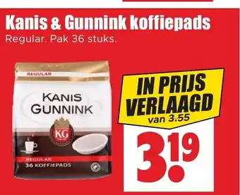 Dirk Kanis & Gunnink koffiepads Regular. Pak 36 stuks. aanbieding