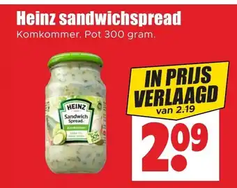 Dirk Heinz sandwichspread Komkommer. Pot 300 gram. aanbieding