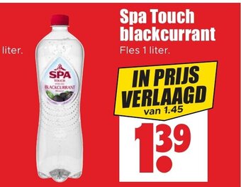 Dirk Spa Touch blackcurrant Fles 1 liter. aanbieding