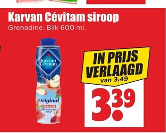Dirk Karvan Cévitam siroop Grenadine. Blik 600 ml. aanbieding