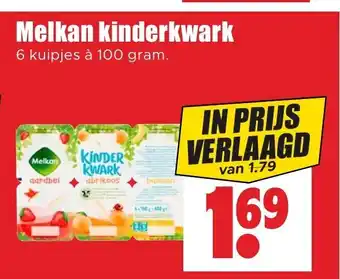 Dirk Melkan kinderkwark 6 kuipjes à 100 gram. aanbieding