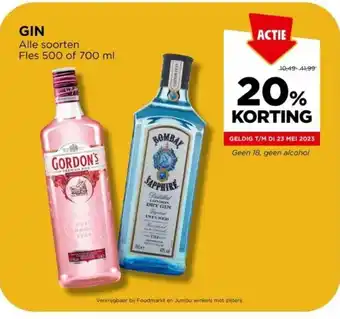 Jumbo GIN Fles 500 of 700 ml aanbieding