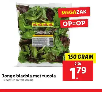 Lidl Jonge bladsla met rucola 150 GRAM aanbieding