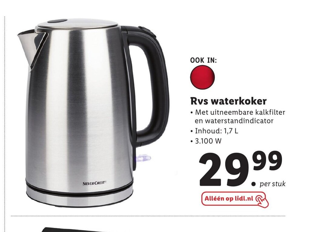 SILVERCREST Rvs waterkoker aanbieding bij Lidl