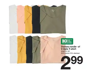 Zeeman Dames ronde- of V-hals T-shirt 34-50 aanbieding