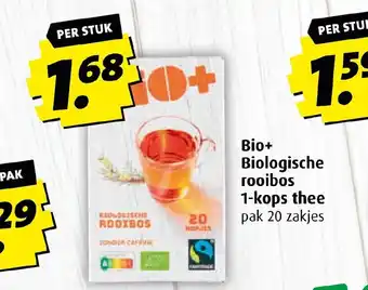 Boni Bio+ Biologische rooibos 1-kops thee pak 20 zakjes aanbieding