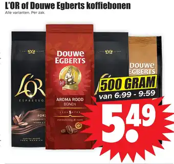 Dirk L'or of douwe egberts koffiebonen aanbieding