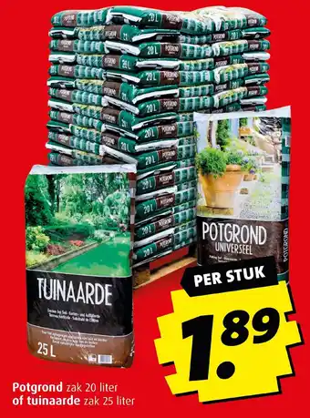 Boni Potgrond zak 20 liter of tuinaarde zak 25 liter aanbieding