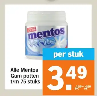 Albert Heijn Alle Mentos Gum potten t/m 75 stuks aanbieding