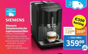 Albert Heijn Siemens Volautomatische espressomachine Siemens T1355209RW aanbieding