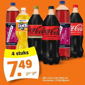 Albert Heijn Alle Coca-Cola, Fanta en Fernandes 1.5 literflessen aanbieding