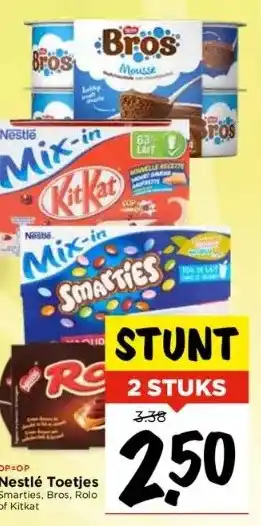 Vomar Voordeelmarkt Nestlé toetjes smarties, bros, rolo of kitkat aanbieding