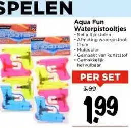 Vomar Voordeelmarkt Aqua fun waterpistooltjes • set à 4 pistolen • afmeting waterpistool: aanbieding